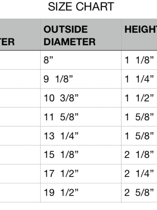 size chart screenshot